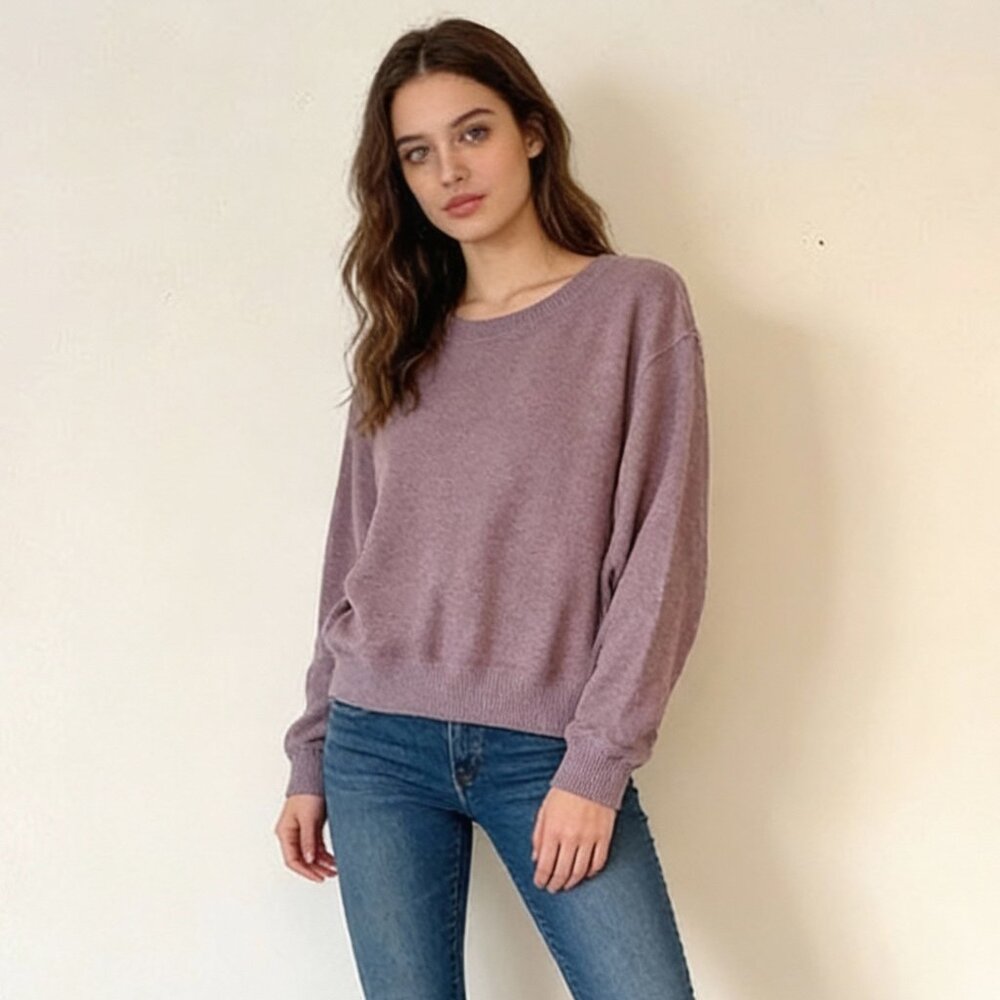 VINTAGE HAVANA | Mauve Knit Sweatshirt Sz M